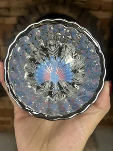 Silver Luminous Phoenix  Cup Painted Phoenix Pattern Iridescent Silver Tea Cup