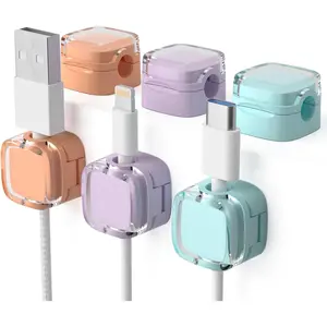 6 Pack  Cord Organizer &  Clips - Adjustable Under Desk  Management, Adhesive Wire Holder for , Office, Phone, , Wall, and Nightstand (Color Mixed)