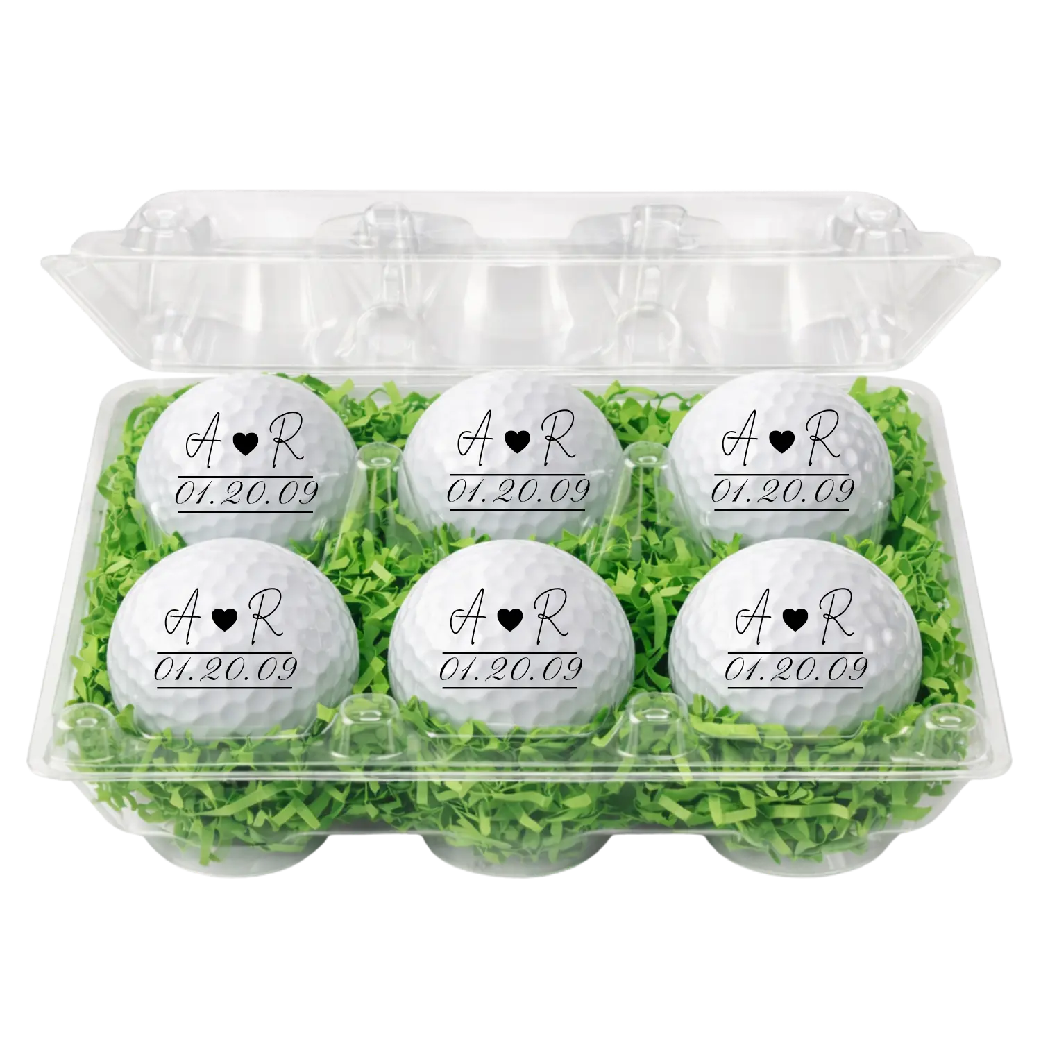 Personalized Golf Balls with Initials & Date – Golf Gift - Anniversary, Wedding, Engagement Gift – 6 Pack