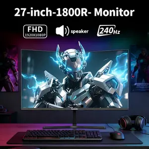 Gawfolk 27-Inch Curved 240Hz Full HD 1080P Gaming Monitor, 240hz Computer Monitors for Desktops, Frameless 1800R Display with Built-In Speakers, 100x100mm Wall-Mount Compatible, DP & HDMI Ports, Desktop Computer Monitors