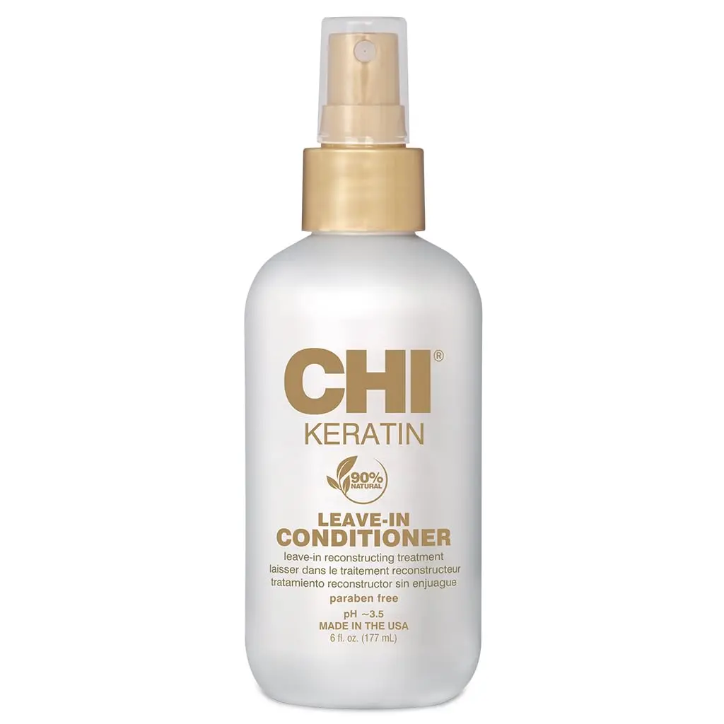 CHI Haircare Keratin Leave-In Conditioner - Sulfate-Free Protein Treatment Moisturizer for Damaged Hair, Hydrating Formula Restores Softness & Prevents Breakage, 6 Fl Oz, Daily, Moisture, Vegan, Shiny Hair, Gluten Free, Argon Oil