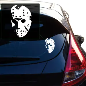 Jason Hockey Mask Friday the 13th Vinyl decal transfer tape designed for applications on car windows, laptops, and various surfaces. No background.  F0435