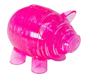 3D Crystal Puzzle - Deluxe Piggy Bank with Stickers (Hot Pink)