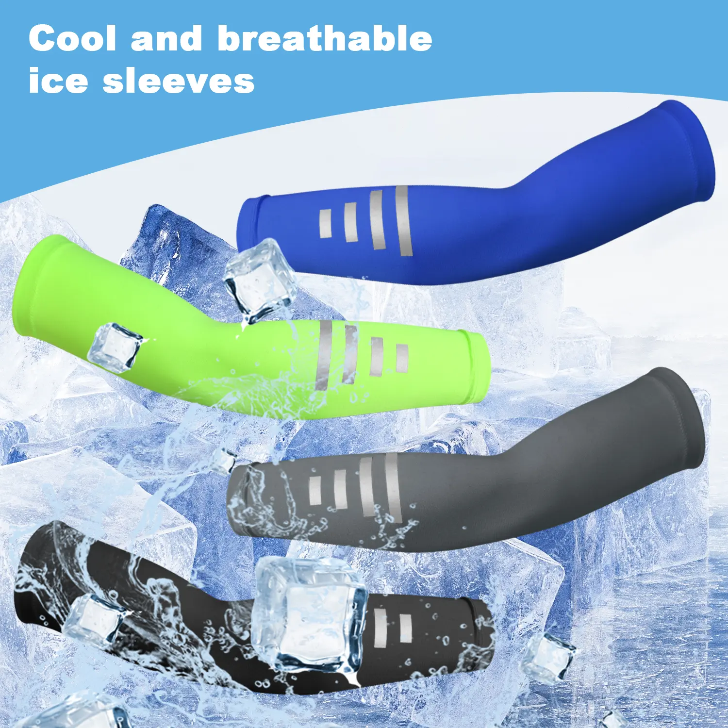 4 Pairs UV Sun Protection Cooling Compression Arm Sleeves for Women & Men, Moisture Wicking Breathable Arm Covers for Golf, Running, Cycling & All Outdoor Sports