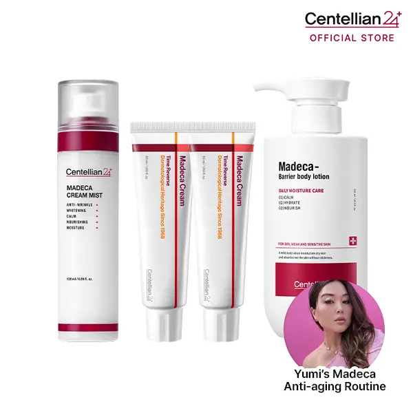 [Centellian24] Yumi's Face to Body Anti-Aging Routine | Barrier Body Lotion 500ml +  Madeca Cream Time Reverse 50ml x 2 + Cream Mist | Firming, Hydration & Barrier Care | Korean Skincare