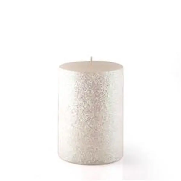 CPZ-166-12 Handcrafted Metallic White Glitter Pillar Candle (3x4 in.) - 12pcs Case, Bulk Home Decor Candles, Hand