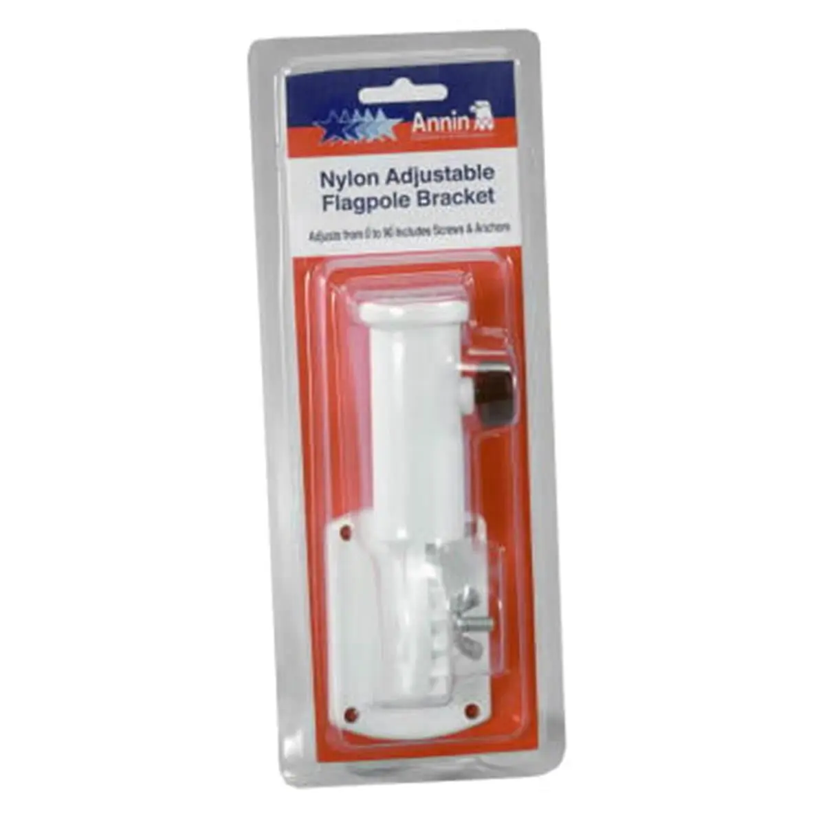 Annin Flagmakers Adjustable White Plastic Flag Bracket, Flagpole Hardware (0.5 lbs, 4.5 x 0.5 x 10.75 in) - Pack of 3