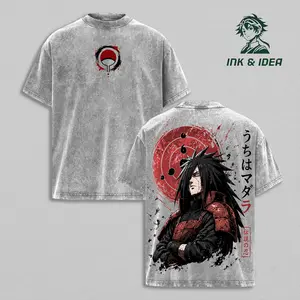 Madara Uchiha Vintage Washed Anime T-Shirt, Sharingan Graphic Tee, Naruto Oversized Streetwear Shirt, Heavy Cotton Shinobi Manga Apparel, Unisex Anime Fan Gift