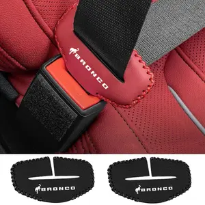 Ford Bronco PU Leather Seat Belt Buckle Covers, Seatbelt Protection, Anti-Collision Protective Shields, Automotive Interior Accessories, Logo, Model A19961208
