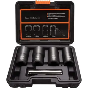 Lug Nut Remover, 5 Counts Wheel Lock Removal Kit, Drive Impact Bolt Nut Extractor for Removing Stripped, Damaged, Frozen tool kit impact socket 53  pcstoolset