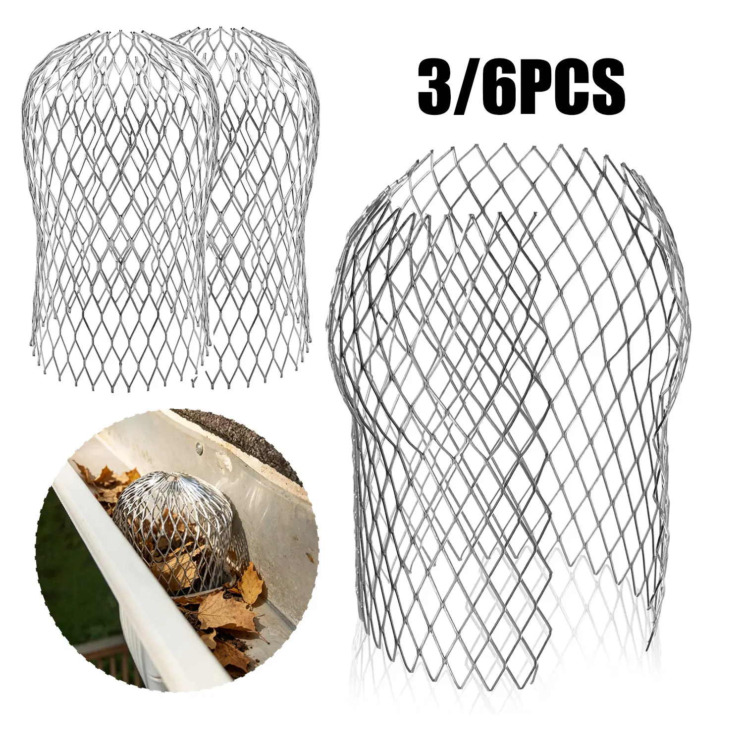 3 Pack Expandable Aluminium Gutter Downspout Guards - 2.95 Inch Width, 6 Inch Height Expandable Mesh Filter Strainers, Home Gutter Protectors for Leaf & Debris Blockage Prevention homedecor