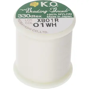 KO Nylon Beading Thread, White Color,  Pre-Waxed  Nylon, 330TEX,  Resistant Knotting Cords, 50m /55 yds Spool, Use for Seed Bead Projects, Loom Work & Bead Weaving
