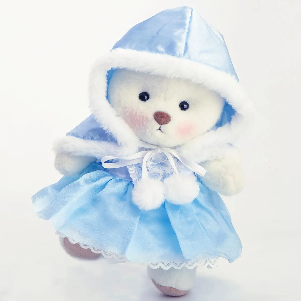 Getahug Christmas Blue Ice Princess Dress Teddy Bear - 12” (Standing), 7.5” (Width), Handmade Jointed Moveable Huggable Stuffed Animal, Super Soft Fluffy Toy Gift for 6-8 Year Old Teddy Bear Fans