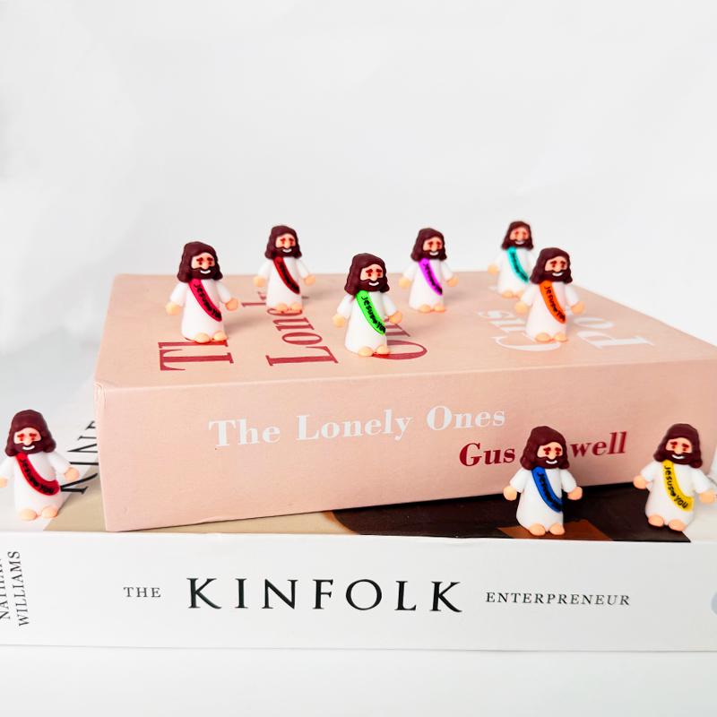 30 Pack Vibrant Mini Jesus Rubber Figures, Jesus Loves You Hide-and-Seek Toys, Religious Decor & Gifts for Baptism, Sunday School and Christmas Party Favors