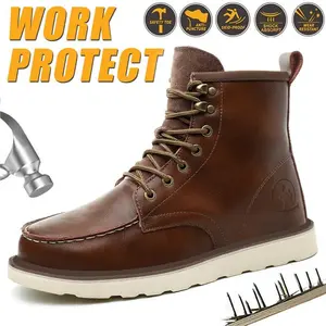 Men's Breathable Work Safety Boots - Non-Slip with Steel Toe Protection, Suitable for All Seasons. Closed-style boots with anti-crush and anti-puncture features
