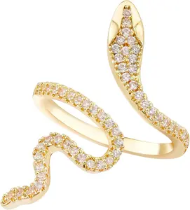 18K Snake  Rhinestone Snake Ring for Women