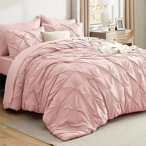 【Spring Glow Up】Bedsure Soft  Washable Pintuck Comforter Set -4/7-Piece Set, Multi-Color, Cloud-like, Ultra-Soft, Elegant Design,  Luxury Bedroom Decor Accessories, Breathable, All-Season Bedding, Hotel Quality