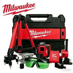 Milwaukee 16-Line Self-Leveling Green Three-Side Outdoor Laser Level Set With Tripod Dual Batteries heat pump