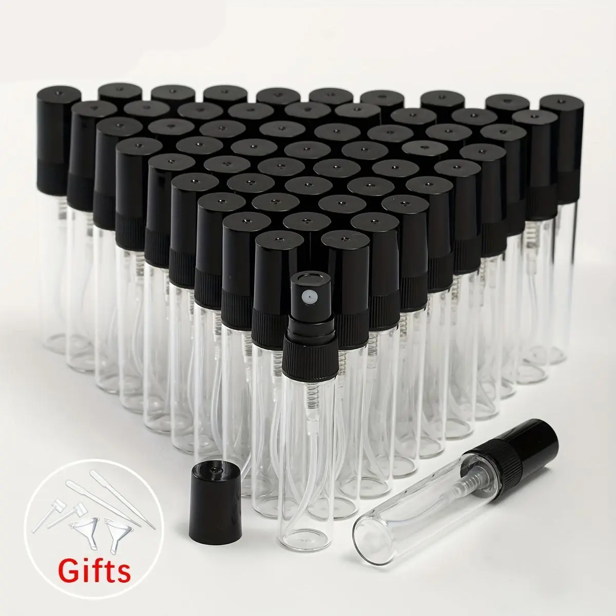 Glass Perfume Bottle Set, 56 Pcs Refillable Spray Bottles with Funnel, Empty Perfume Bottles for Travel, Makeup Tools for Women, Summer Cosmetic Makeup Container Set