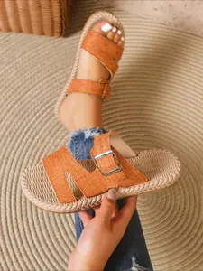 2026 Summer New Arrivals: Linen One-Strap Sandal for Women, Retro Bögen Style, Thick-Soled Outdoor Sandal.