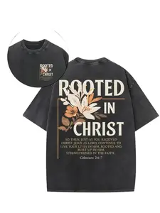 Mens Graphic Tee Christ Inspired Reversible Washed 230G Casual Design T Shirt Streetwear Style Crewneck Short Sleeve Soft Cotton Breathable Comfortable Fit Fitted Distressed Daily Wear Outdoor Activities Gift Family Trendy Aesthetic Fashion Top