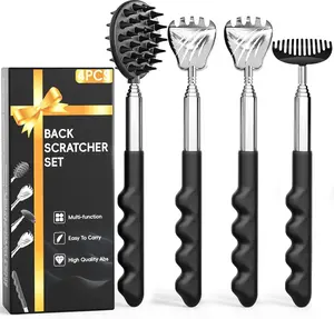 4-Pack Telescoping Back Scratcher Set for Men – Portable Massager with Multiple Heads & Rubber Handles | Father’s Day, Gifts & Cool Gadget Ideas