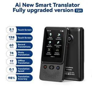 FunnyPanda AI Language Touchscreen Translator Device 138 Languages Real-Time Voice Photo Translation Offline Mode Touchscreen Tech Gadgets Rechargeable Mic Language Learners for Voice Dialogue Translation for Travel, Meetings, Immigration, Study Abroad