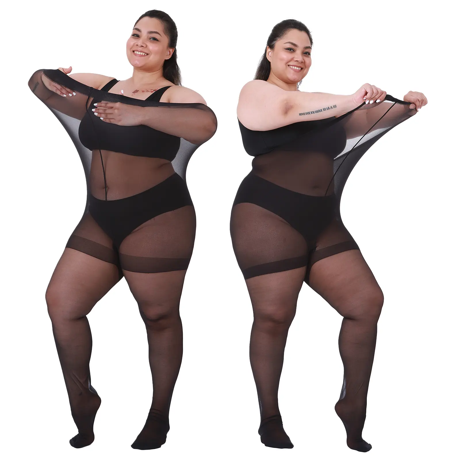 Women's Plus Size Pantyhose 2-Pack - 20D Ultra-Sheer, Lightweight Soft Stretchy Nylon Control Top Tights with Reinforced Toe, Reinforced Waistband, Perfect Fit, Korean Retro