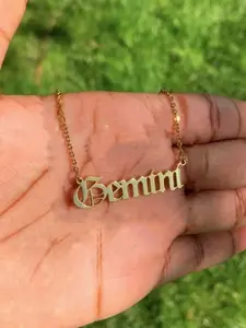Creative Zodiac Sign Pendant Necklace, Name Engraved Pendant, Letter Necklace, Stainless Steel Jewelry for Party, Daily Clothing Decor, Trendy All-match & Exquisite Jewelry for Birthday Gift