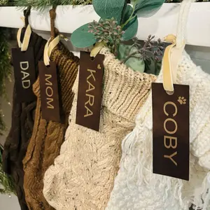 Vintage Leather Brown Theme Christmas Stocking - Neutral Christmas Theme