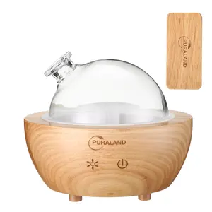 Handmade Glass & Real Wood Essential Oil Diffuser, 200ml Aroma Humidifier, Cool Mist with 7 LED Colors, Auto Shut-Off for Home Office - Scented Freshener - Perfume Fragrance Freshener Fragrance Scented Scent Perfume oildiffuser scent diffuser