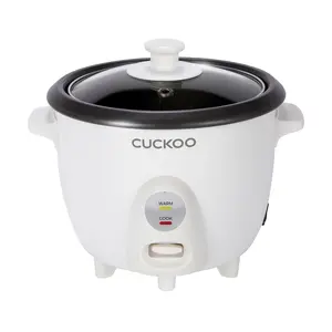 CUCKOO One Touch Rice Cooker 6-Cup Cooked, Small Rice Cooker & Warmer with Steamer Tray, Versatile Grain Cooker, Soup Maker, Auto Keep Warm, 3-Cup Uncooked, White (CR-0301C)