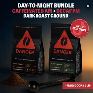 Day-to-Night Bundle - 1x Dark Roast Ground, 1x Decaf Ground + Free Scoop with Clip
