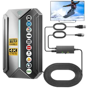 2026 Release TV Antenna for Smart TV, Long Range Digital TV Antenna Indoor Ourdoor with Amplifier Signal Booster - Support 360° Reception 4K 1080p HD for All Smart/Old TVs Mount Cable