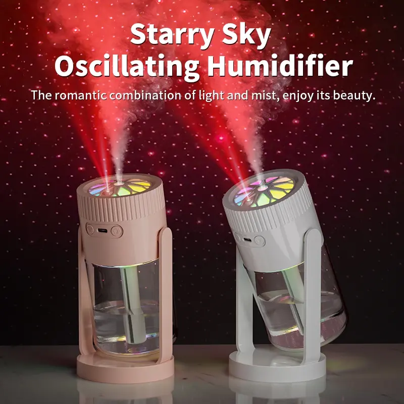 USB Humidifier with Starry Sky Projection Timer, Automatic Shutdown 6-8 Hours, Colorful Lighting, Ideal for Bedroom, Car, Office