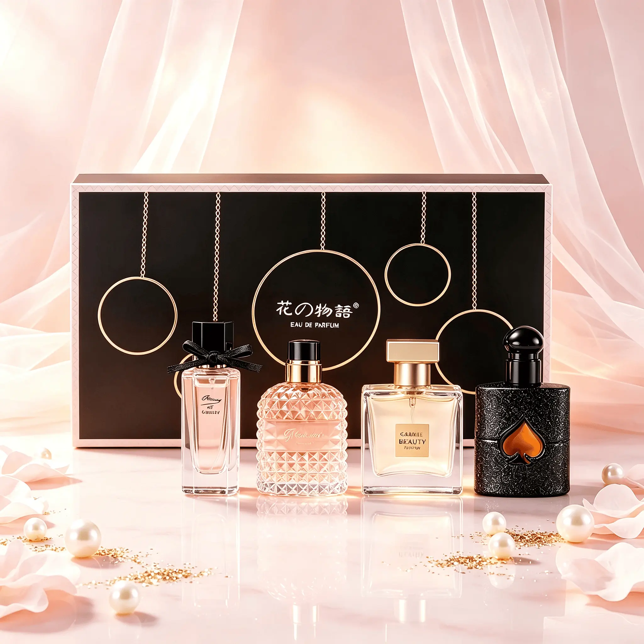 Women's Perfume Luxury Gift Set, The Language of Flowers 4*Piece Luxury Fragrance Collection, 30ml+25ml*3, Pink Pepper & Orange Blossom, Pear & Coffee, Jasmine Scent, Long Lasting Women Fragrance, Ideal Gift for Her