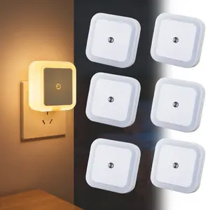 6-Pack LED Night Lights Plug into Wall,Bright Nightlight Auto-On/Off, 0.5W Plug in Socket Night Light,Smart Sensor LED Night Light Lamp, for Adults Kids Bedroom Bathroom Hallway Kitchen Decor