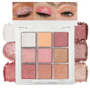 9 Color Transparent Eyeshadow Palette, Affordable Luxury Shades, Matte & Shimmer Textures, Long Lasting, Elegant Packaging