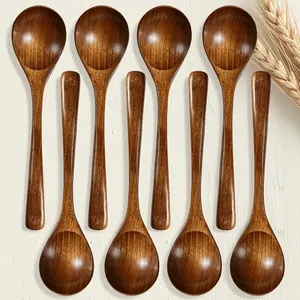 Natural Eco-Friendly Sustainable Wooden Spoon Set 2/4/8pcs, Multi-Purpose Durable Reusable for Soup Stirring Desserts, Home Party Use