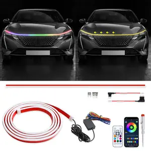 71" 94" Car Hood Light Exterior LED Strip Lights White DRL Compatible with GMC Sierra 1500 2500 Chevy Silverado 1500 2500 Dodge Ram 1500 2500