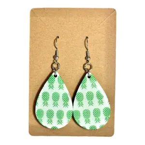 Green & White Upside Down Pineapple Earrings