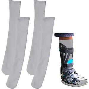 2 Pairs Walking Boot Socks for Orthopedic Walker Brace, Medical Boot Socks for Women and Men, One Size Fits Most (Gray)