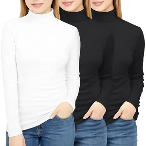 NY Threads Womens 3 Pack Turtleneck Tops Slim Fit Thermal Shirts for Cold Weather