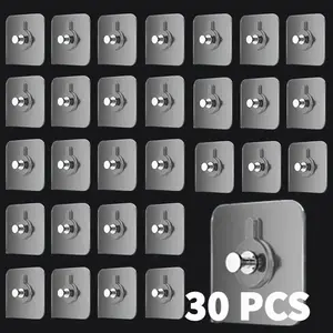 30-Pack Nail-Free Picture Hangers – Self-Adhesive Wall Hooks, Waterproof & Oilproof, Strong 4 lbs Load Capacity for Photos, Frames & Home Décor Organiser
