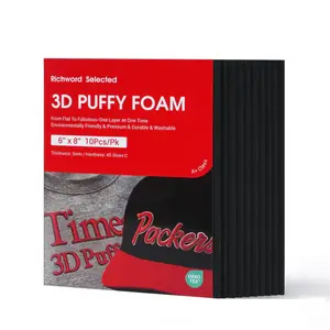 3D Puff Embroidery Foam Sheets 3mm Thick 6x8 Inch Black 10pcs