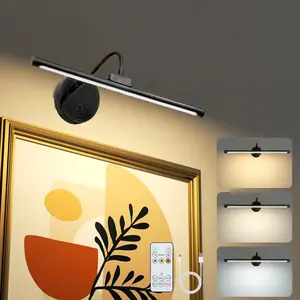 14 Inch USB Rechargeable Dimmable Wall Lamp with Remote Control, Adjustable Color Temperature, Ideal for Art Painting, Gallery, Portrait Lighting