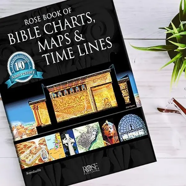 Religious Rose Book of Charts, Maps & Timelines - 10th Anniversary Hardcover Special Edition, 230 Full-Color Pages, 200+ Study Aids, 6 New Bible Themes, Ideal for Christian Study & Reference, Birthday Gift, Hard Cover, Meaningful Gift For Every Believer