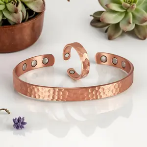 Vintage 2-Piece Pure Copper Jewelry Set - Includes Bracelet and Ring