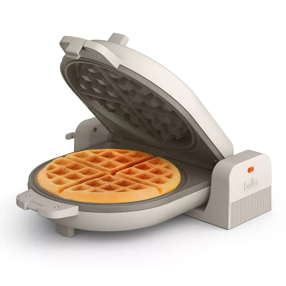 bella Flip and Store Waffle Maker Oatmilk: Aluminum Cooking Surface 1100W Compact Design