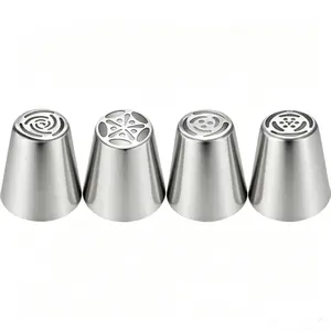 Extra Large Russian Flower Piping Tips, Stainless Steel Icing Tips Set, Rose Floral Nozzle, Flower Frosting Nozzles for Cake Decorating, Frosting Piping kit for Flowers Cake Decorations, Cake Decorating Supplies, Pastry Decorating Tools